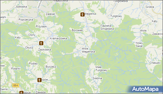 mapa Wola Węgierska, Wola Węgierska na mapie Targeo