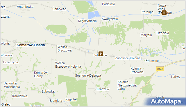 mapa Zubowice, Zubowice na mapie Targeo