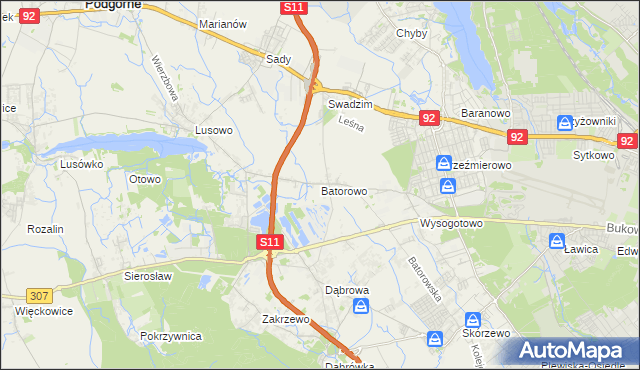 mapa Batorowo gmina Tarnowo Podgórne, Batorowo gmina Tarnowo Podgórne na mapie Targeo