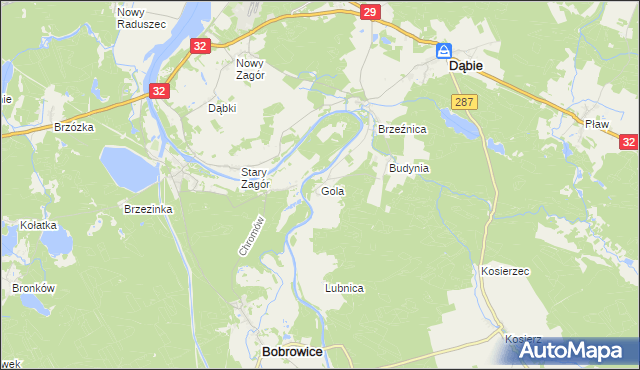 mapa Gola gmina Dąbie, Gola gmina Dąbie na mapie Targeo