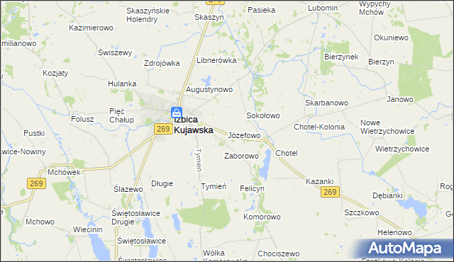mapa Józefowo gmina Izbica Kujawska, Józefowo gmina Izbica Kujawska na mapie Targeo