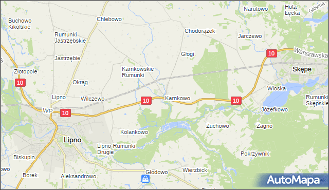 mapa Karnkowo gmina Lipno, Karnkowo gmina Lipno na mapie Targeo