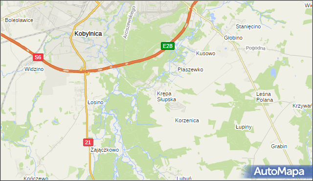 mapa Krępa Słupska, Krępa Słupska na mapie Targeo