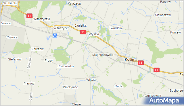mapa Magnuszewice, Magnuszewice na mapie Targeo