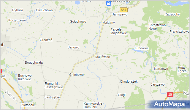 mapa Makówiec, Makówiec na mapie Targeo