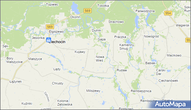 mapa Nowa Wieś gmina Ciechocin, Nowa Wieś gmina Ciechocin na mapie Targeo