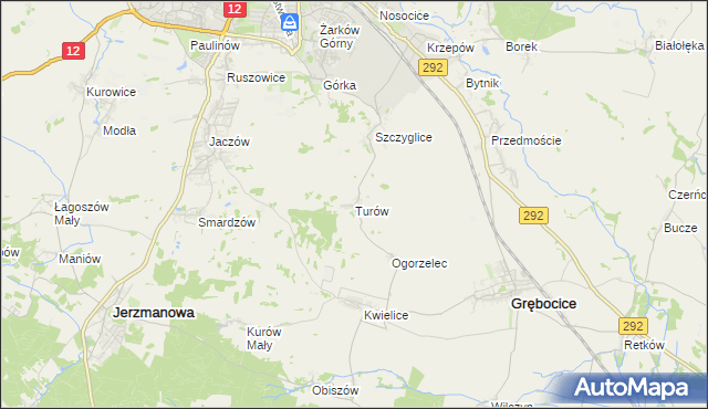 mapa Turów gmina Głogów, Turów gmina Głogów na mapie Targeo