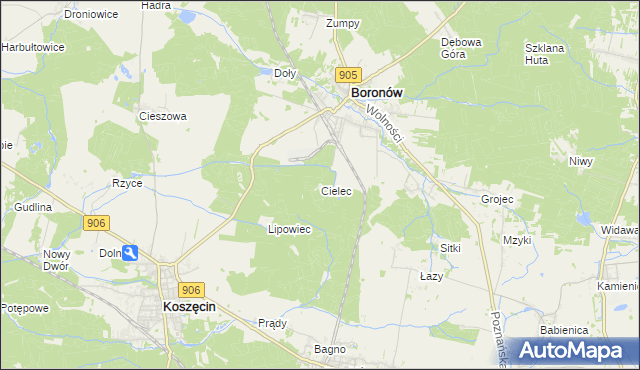 mapa Cielec, Cielec na mapie Targeo