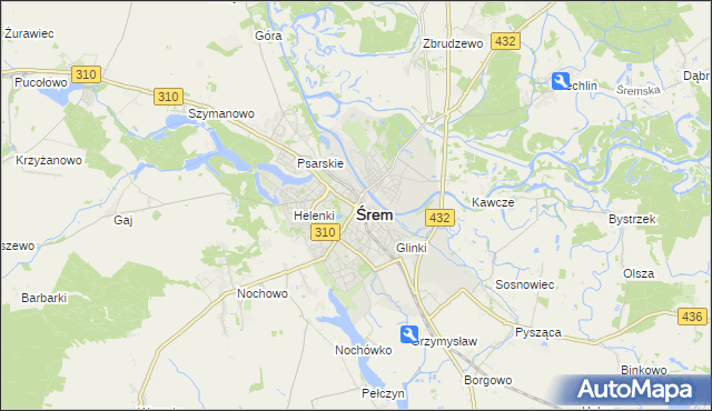 mapa Śrem, Śrem na mapie Targeo