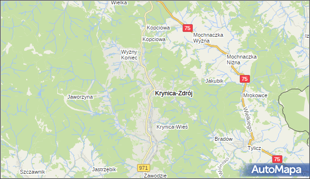 mapa Krynica-Zdrój, Krynica-Zdrój na mapie Targeo