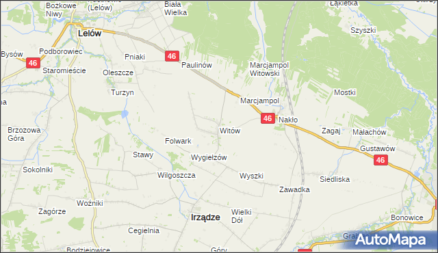 mapa Witów gmina Irządze, Witów gmina Irządze na mapie Targeo