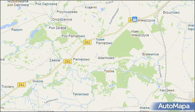 mapa Adamkowo, Adamkowo na mapie Targeo