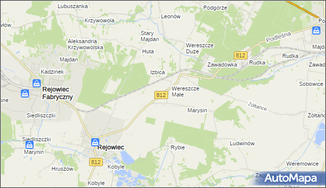 mapa Adamów gmina Rejowiec, Adamów gmina Rejowiec na mapie Targeo