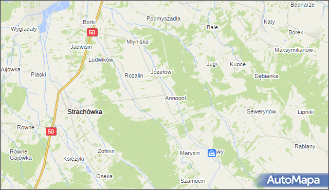 mapa Annopol gmina Strachówka, Annopol gmina Strachówka na mapie Targeo