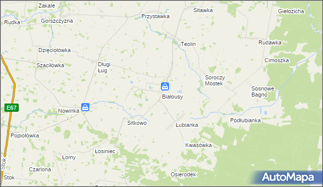 mapa Białousy, Białousy na mapie Targeo