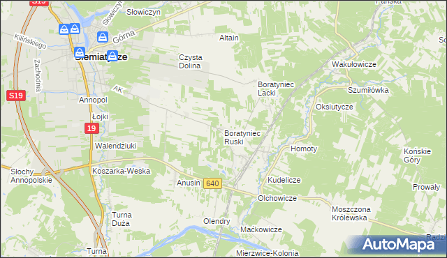 mapa Boratyniec Ruski, Boratyniec Ruski na mapie Targeo