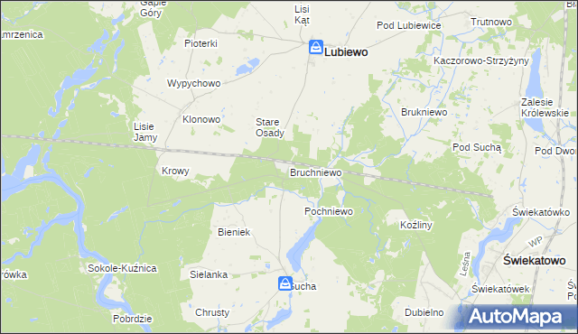 mapa Bruchniewo, Bruchniewo na mapie Targeo