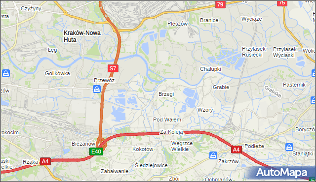 mapa Brzegi gmina Wieliczka, Brzegi gmina Wieliczka na mapie Targeo