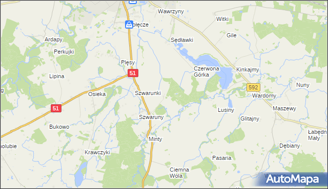 mapa Brzostkowo, Brzostkowo na mapie Targeo