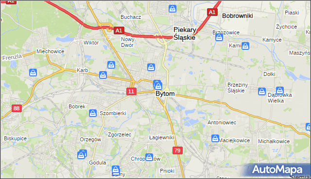 mapa Bytomia, Bytom na mapie Targeo
