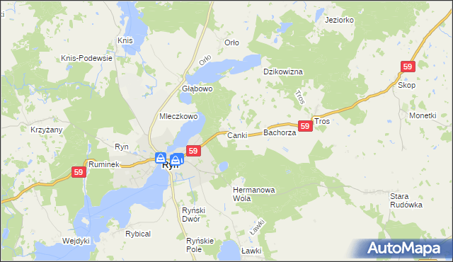 mapa Canki, Canki na mapie Targeo