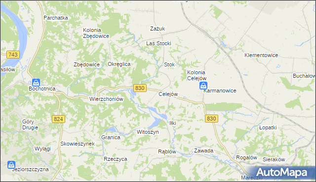 mapa Celejów gmina Wąwolnica, Celejów gmina Wąwolnica na mapie Targeo