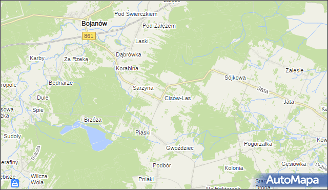 mapa Cisów-Las, Cisów-Las na mapie Targeo