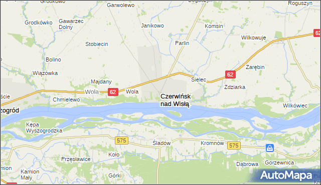 mapa Czerwińsk nad Wisłą, Czerwińsk nad Wisłą na mapie Targeo