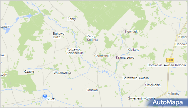 mapa Czerwonki gmina Radziłów, Czerwonki gmina Radziłów na mapie Targeo