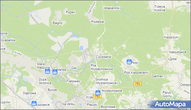 mapa Czyżówka gmina Trzebinia, Czyżówka gmina Trzebinia na mapie Targeo