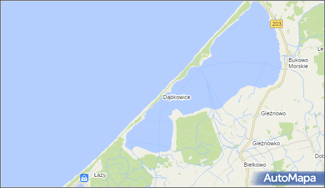 mapa Dąbkowice gmina Darłowo, Dąbkowice gmina Darłowo na mapie Targeo