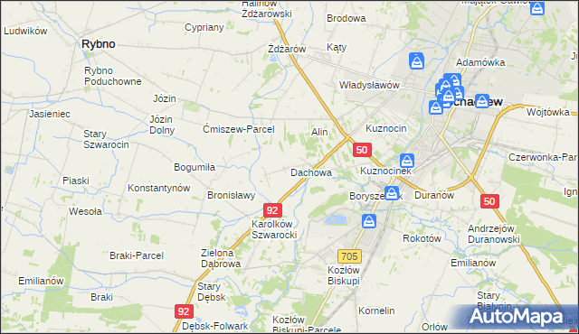 mapa Dachowa gmina Sochaczew, Dachowa gmina Sochaczew na mapie Targeo