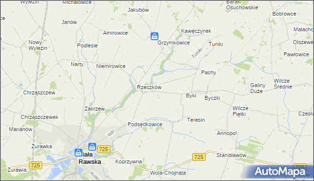 mapa Dańków gmina Biała Rawska, Dańków gmina Biała Rawska na mapie Targeo
