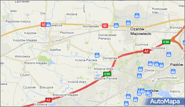 mapa Domaniewek gmina Brwinów, Domaniewek gmina Brwinów na mapie Targeo