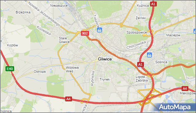 mapa Gliwic, Gliwice na mapie Targeo