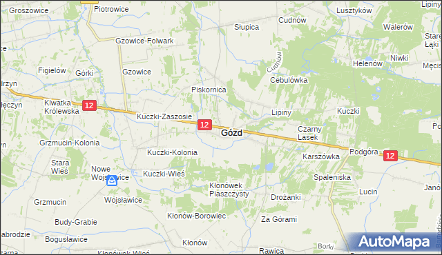 mapa Gózd powiat radomski, Gózd powiat radomski na mapie Targeo