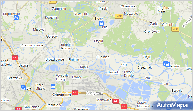 mapa Gromiec, Gromiec na mapie Targeo