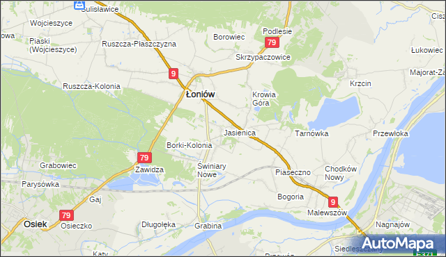 mapa Jasienica gmina Łoniów, Jasienica gmina Łoniów na mapie Targeo