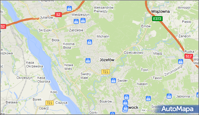 mapa Józefów powiat otwocki, Józefów powiat otwocki na mapie Targeo