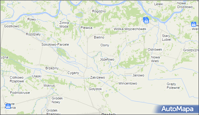 mapa Józefowo gmina Rząśnik, Józefowo gmina Rząśnik na mapie Targeo