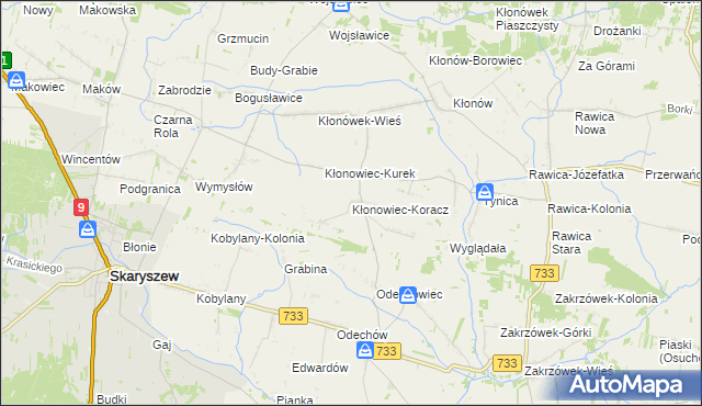 mapa Kłonowiec-Koracz, Kłonowiec-Koracz na mapie Targeo