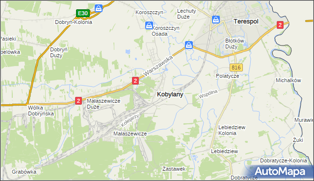 mapa Kobylany gmina Terespol, Kobylany gmina Terespol na mapie Targeo