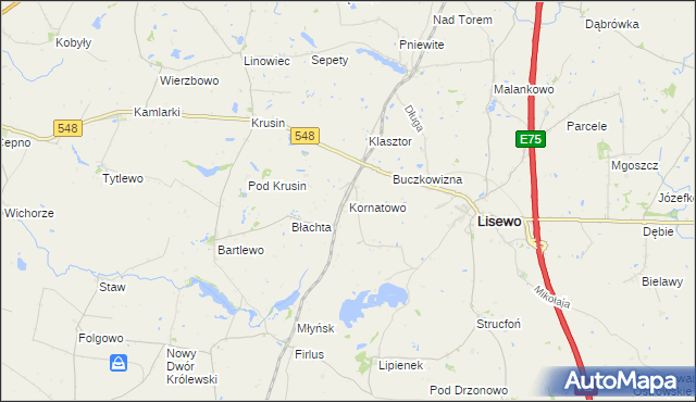 mapa Kornatowo, Kornatowo na mapie Targeo