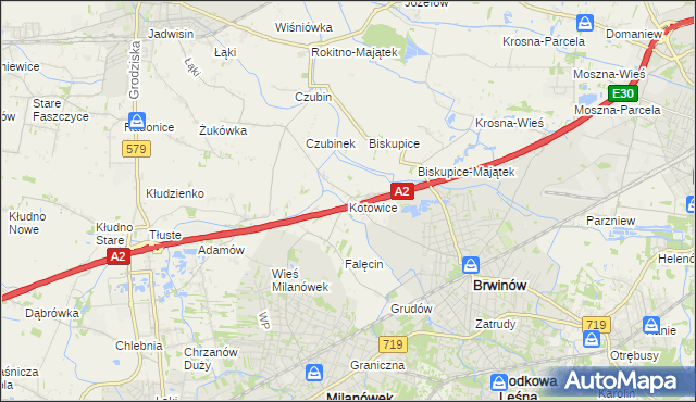 mapa Kotowice gmina Brwinów, Kotowice gmina Brwinów na mapie Targeo