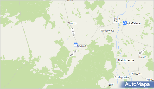 mapa Krynica gmina Trzcianne, Krynica gmina Trzcianne na mapie Targeo