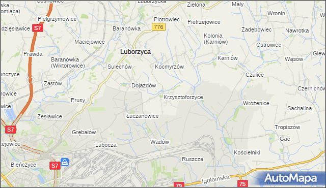 mapa Krzysztoforzyce, Krzysztoforzyce na mapie Targeo