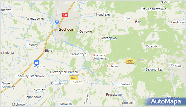 mapa Kuchary Żydowskie, Kuchary Żydowskie na mapie Targeo