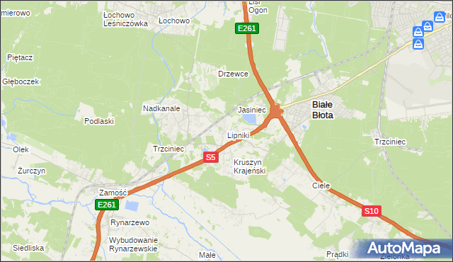 mapa Lipniki gmina Białe Błota, Lipniki gmina Białe Błota na mapie Targeo