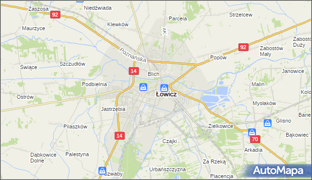 mapa Łowicza, Łowicz na mapie Targeo