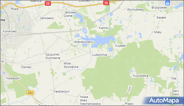 mapa Lubochnia gmina Gniezno, Lubochnia gmina Gniezno na mapie Targeo
